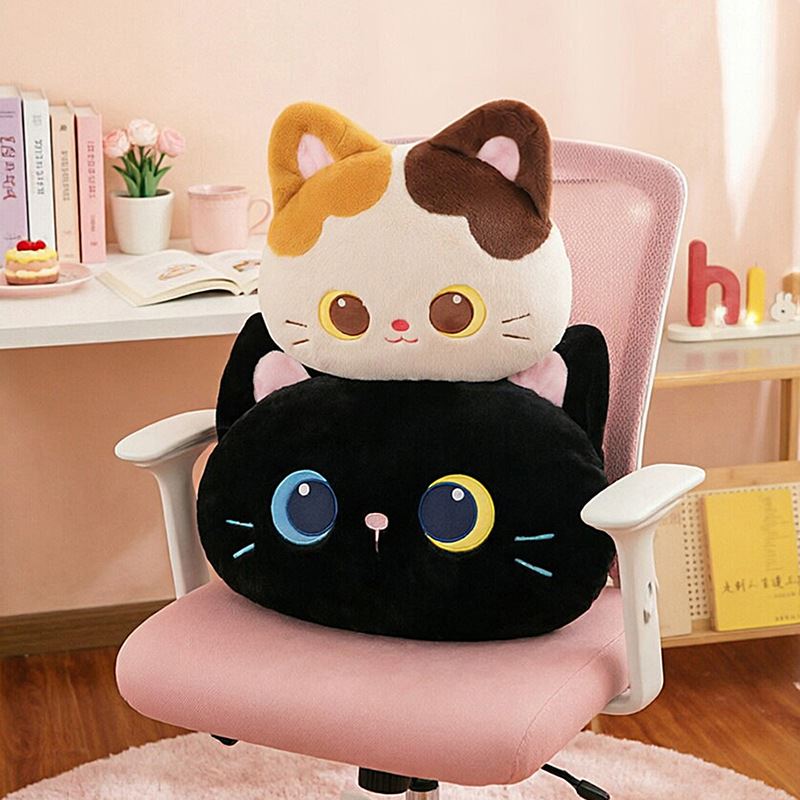 Cute And Adorable Tri-Color Cat And Black Cat Pillow And Plush Toy